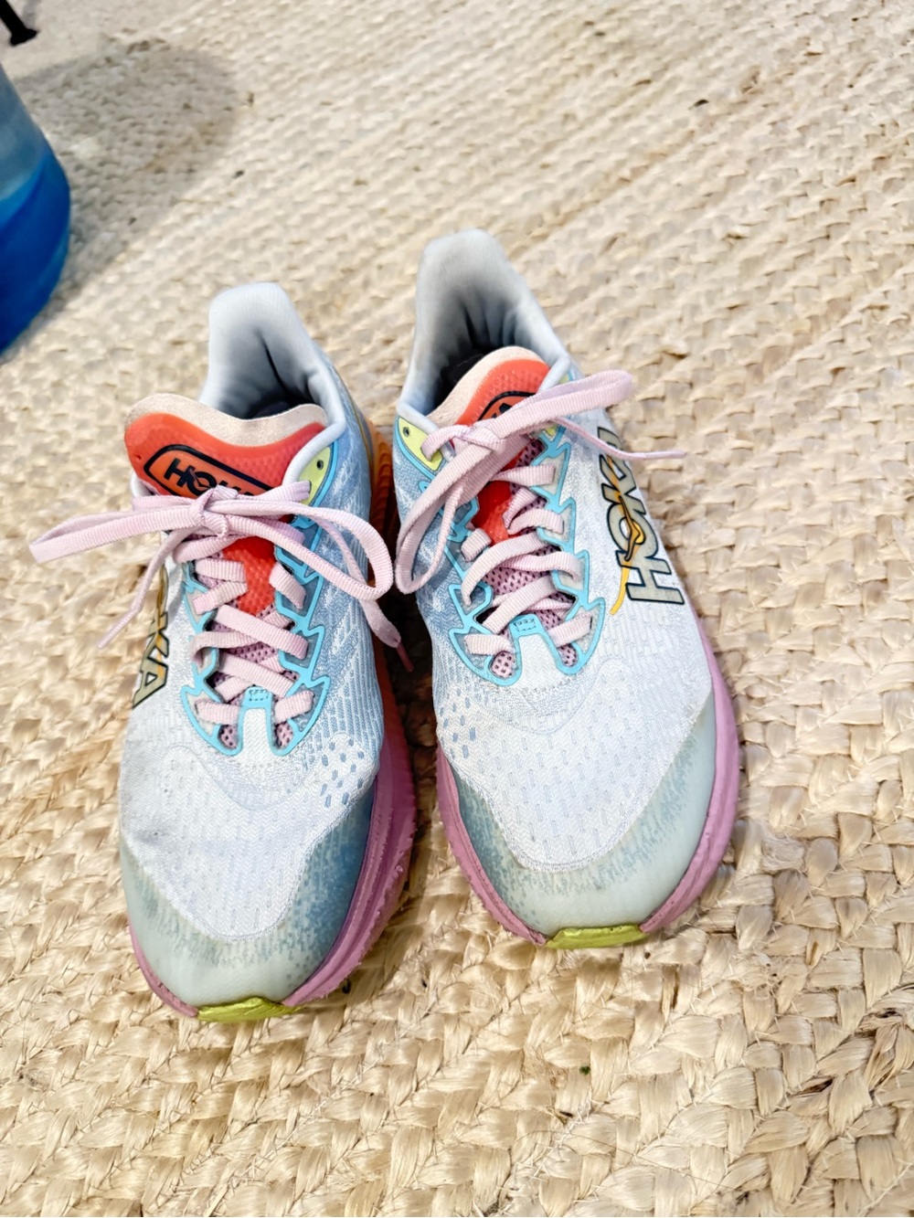 Hoka Kids Pastel Multicolor Sneakers - Pink, Peach, Aqua, Yellow size 4 - Picture 12 of 14